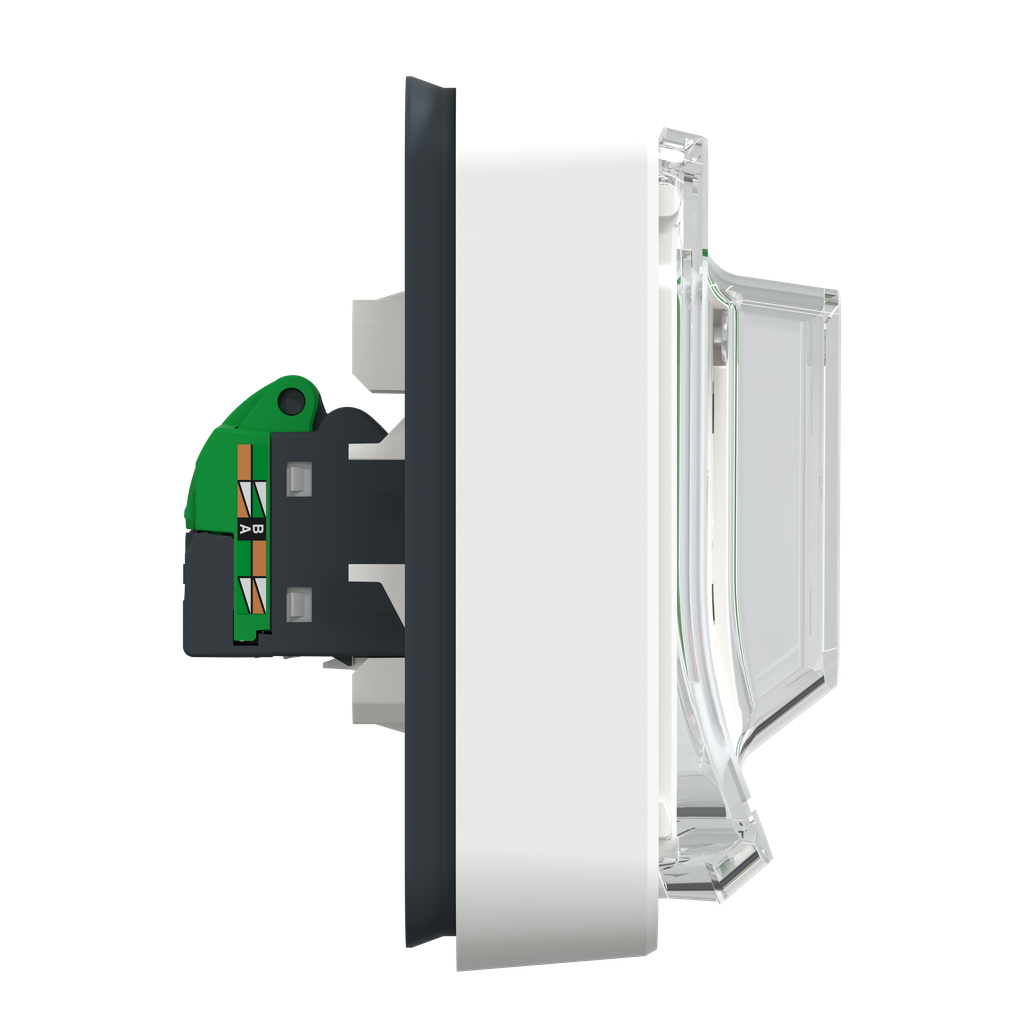Mureva Styl - Prise RJ45 cat 6A blindé - complet encastré - IP55 IK07 - blanc