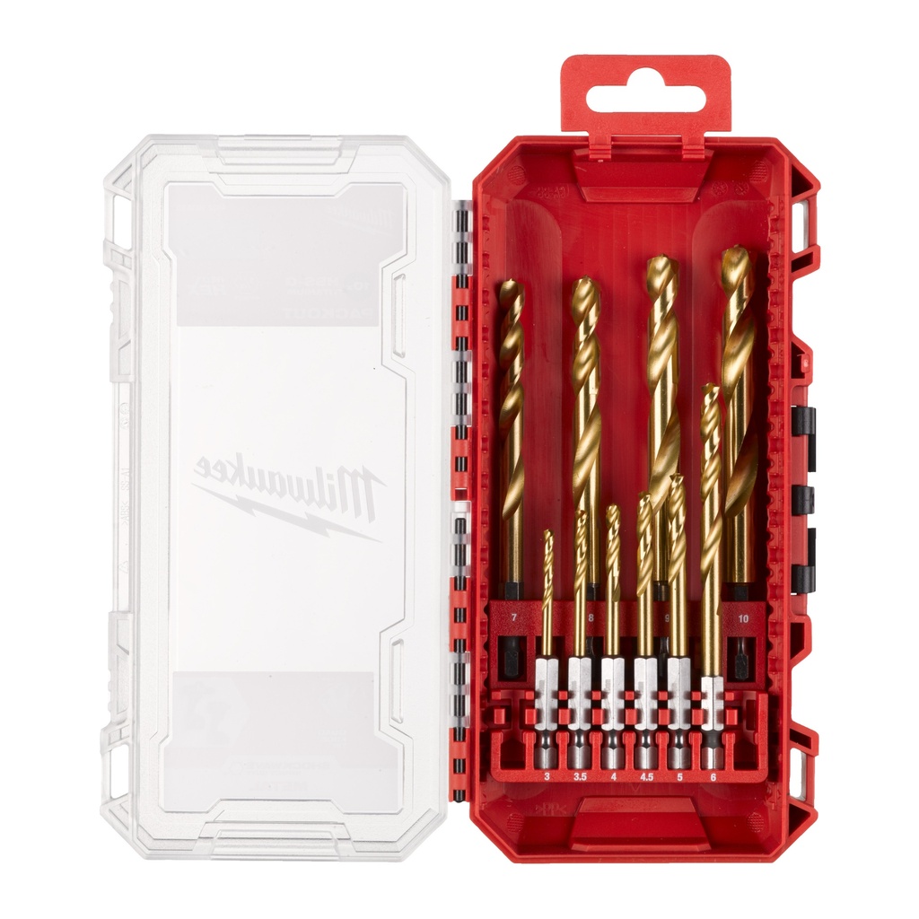 Set de 10 forets mÃ©taux Milwaukee HSS-G Red Hex Shockwave Impact Duty 3 Ã  10 mm - 4932493865