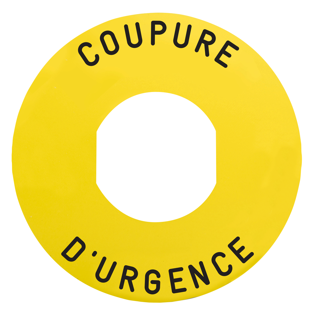 Harmony - étiquette plate - jaune - 'COUPURE D'URGENCE' - Ø60