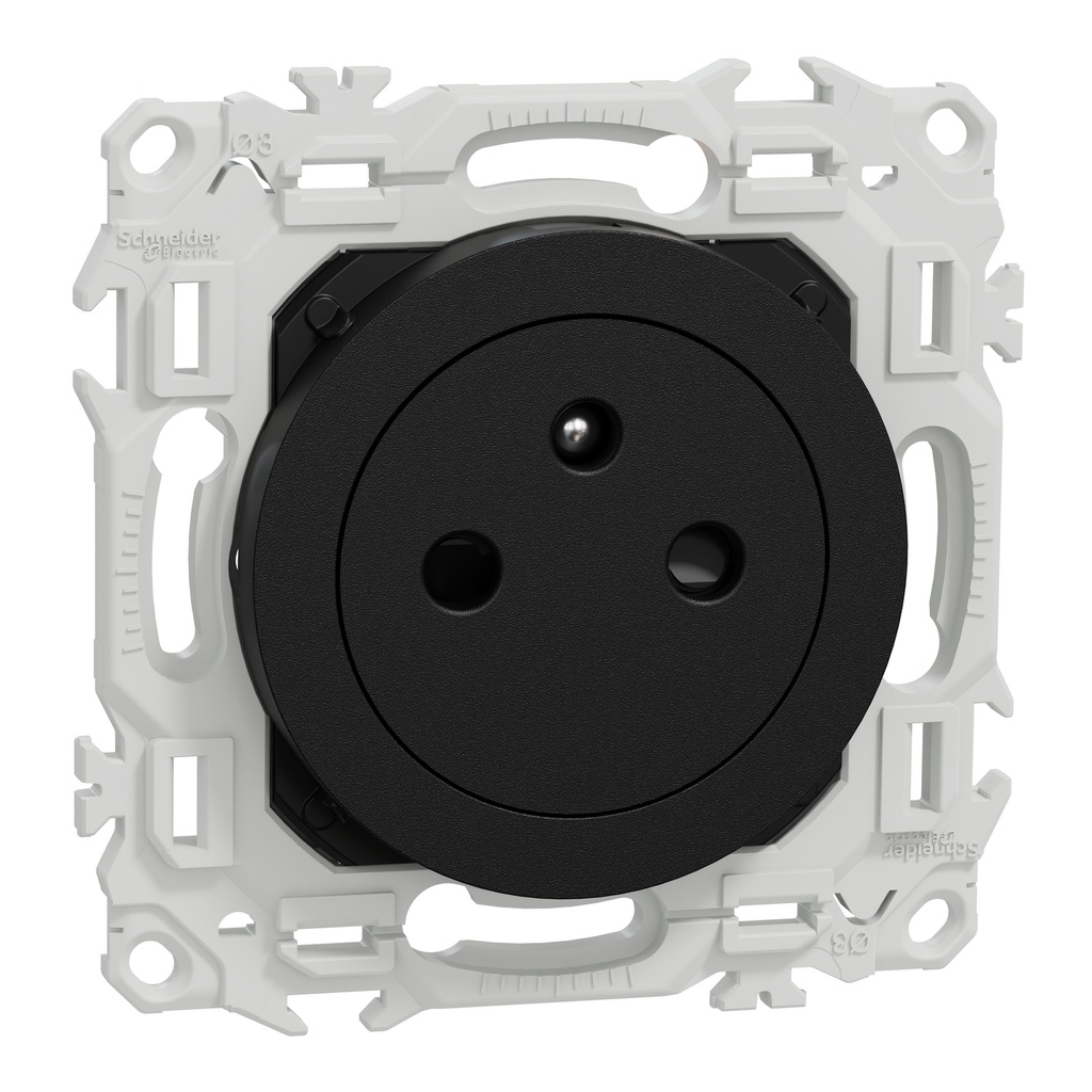 Odace - prise 2P+T affleurante - bornes automatiques - noir onyx