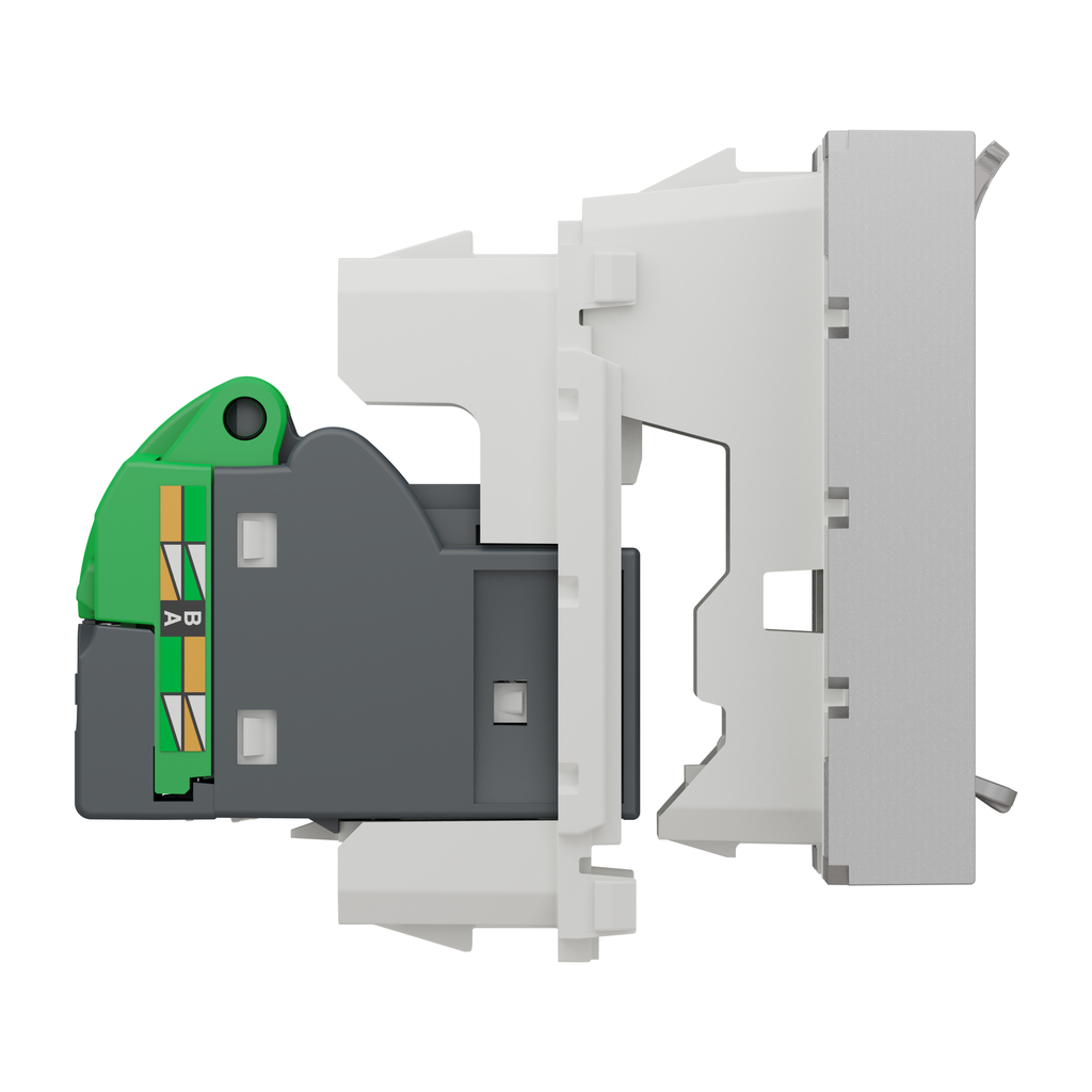 Unica - prise RJ45 simple - cat 6A blindé STP FTP - 2 mod - Alu - méca seul