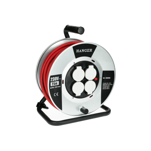 Enrouleur électrique H07RN-F 3G 2,5 mm² avec flasque en acier 40m