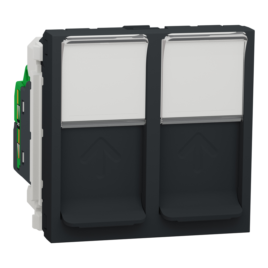 Unica - prise RJ45 double - cat 6 STP - 2 mod - Anthracite - méca seul