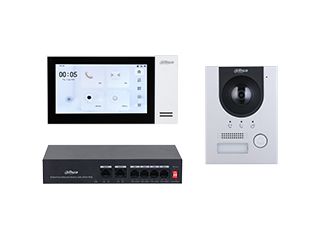 Dahua, Kit VDP IP , pour montage apparent du poste extérieure , DHI-VTO2201F-P-S2+DHI-VTH2421FW-P+PFS3005-4ET-36+ VTM115 boitier montage apparent