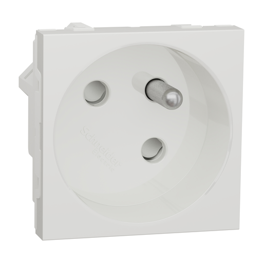 [SCHNU304918] Unica - prise 2P+T - FR - 45° - raccord rapide traversant - Blanc - méca seul