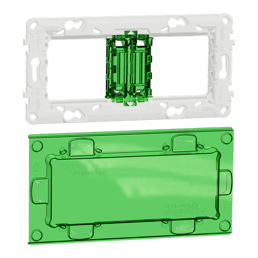 [SCHNU7004PC] Unica - support de fixation 4 mod / 2 postes + protection chantier - plastique