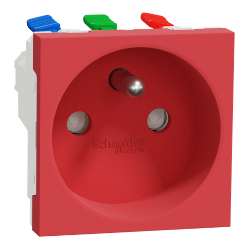 [SCHNU305903T] Unica - prise 2P+T - FR - 90° - goulotte - connexion rapide - Rouge - méca seul