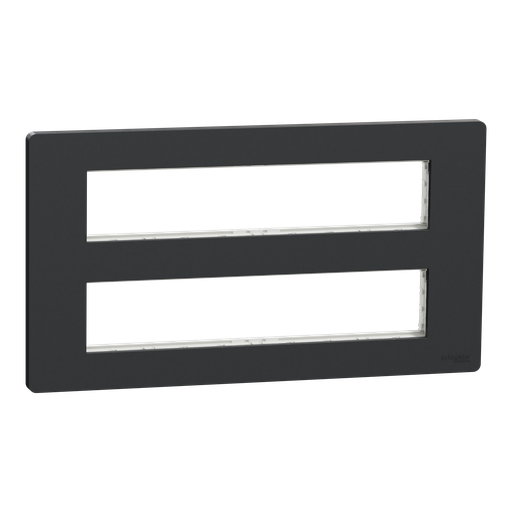 [SCHNU021054] Unica - support fixation + plaque finition boîte concent 2 rang 10 mod - Anthrac