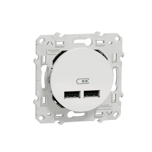 Odace Double chargeur usb 2.1 A Blanc SCHS520407  Prises et interrupteurs