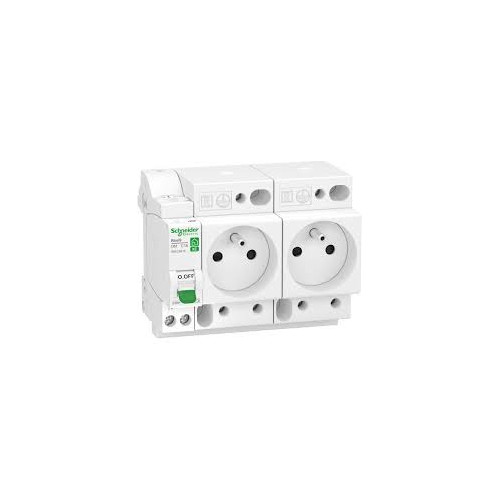 Resi9 XE Combiné disj+2 prises courant 1P+N 16A courbe C Embrochable SCHR9ECS616 Schneider Electric Tableau électrique