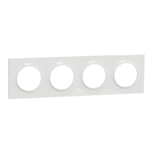 Odace Styl Blanc plaque 4postes horizontaux ou verticaux entraxe 71mm SCHS520708  Plaque de finition Odace