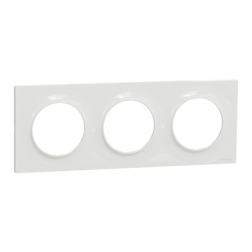 Odace Styl - plaque 3 postes horizontaux ou verticaux entraxe 71mm blanc SCHS520706  Gamme Schneider Odace