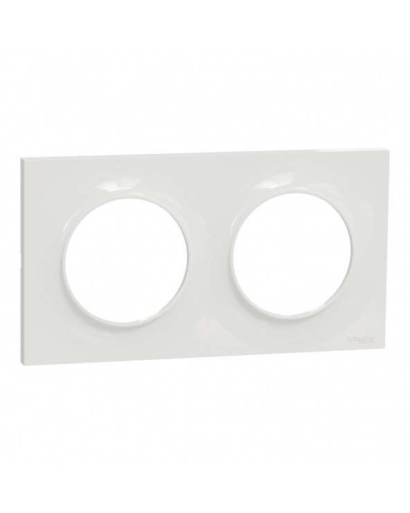 Odace Styl Blanc plaque 2postes horizontaux ou verticaux entraxe 71mm SCHS520704  Plaque de finition Odace