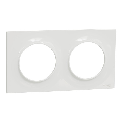 Odace Styl Blanc plaque 2postes horizontaux ou verticaux entraxe 71mm SCHS520704  Plaque de finition Odace