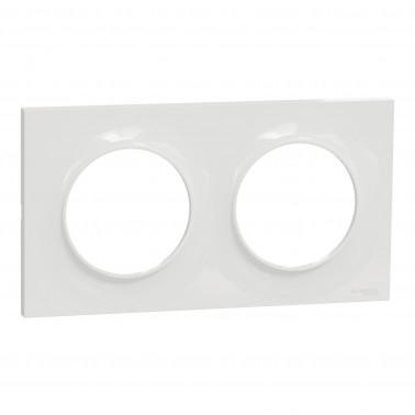 Odace Styl Blanc plaque 2postes horizontaux ou verticaux entraxe 71mm SCHS520704  Plaque de finition Odace