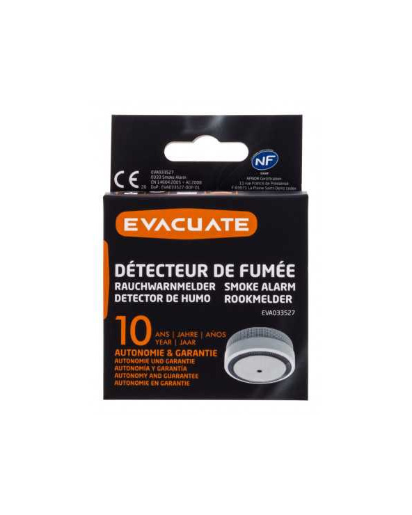 Détecteur de fumée EVACUATE MINI 10 ans EVA033527  Sécurité - Domotique