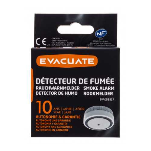 Détecteur de fumée EVACUATE MINI 10 ans EVA033527  Sécurité - Domotique