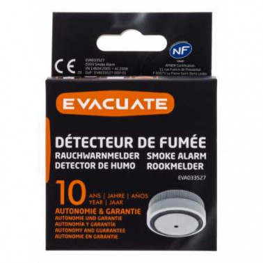 Détecteur de fumée EVACUATE MINI 10 ans EVA033527  Sécurité - Domotique