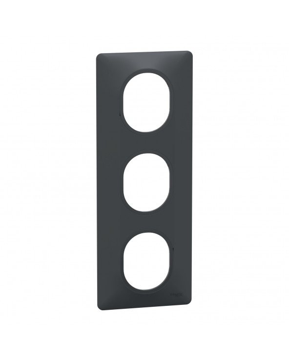 Ovalis plaque de finition 3 postes vertical Anthracite SCHS340726  Prises et interrupteurs