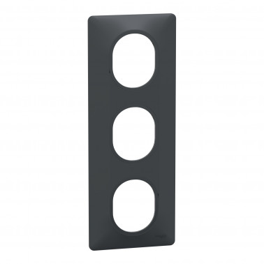 Ovalis plaque de finition 3 postes vertical Anthracite SCHS340726  Prises et interrupteurs