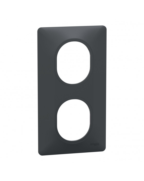 Ovalis plaque de finition 2 postes vertical Anthracite SCHS340724  Prises et interrupteurs