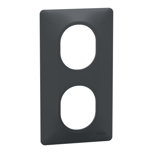 Ovalis plaque de finition 2 postes vertical Anthracite SCHS340724  Prises et interrupteurs