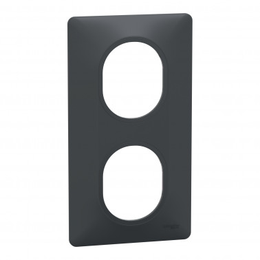 Ovalis plaque de finition 2 postes vertical Anthracite SCHS340724  Prises et interrupteurs