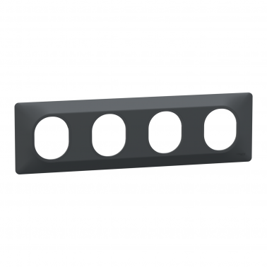 Ovalis plaque de finition 4 postes horizontal Anthracite SCHS340708  Prises et interrupteurs