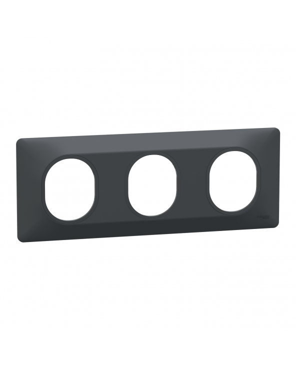 Ovalis plaque de finition 3 postes horizontal Anthracite SCHS340706  Prises et interrupteurs