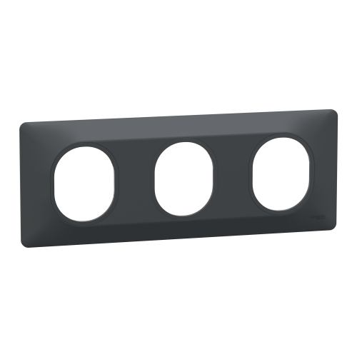 Ovalis plaque de finition 3 postes horizontal Anthracite SCHS340706  Prises et interrupteurs