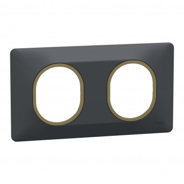 Ovalis plaque de finition 2 postes horizontal Anthracite laiton SCHS340704E  Prises et interrupteurs