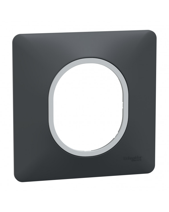 Ovalis plaque de finition 1 poste Anthracite argent chromé SCHS340702G  Prises et interrupteurs