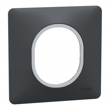 Ovalis plaque de finition 1 poste Anthracite argent chromé SCHS340702G  Prises et interrupteurs