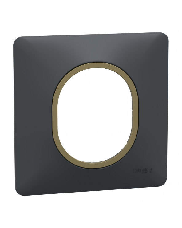 Ovalis plaque de finition 1 poste Anthracite laiton SCHS340702E  Prises et interrupteurs