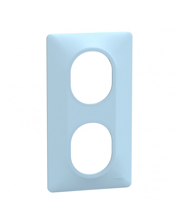 Ovalis plaque de finition 2 postes vertical bleu azurin SCHS320724C  Prises et interrupteurs