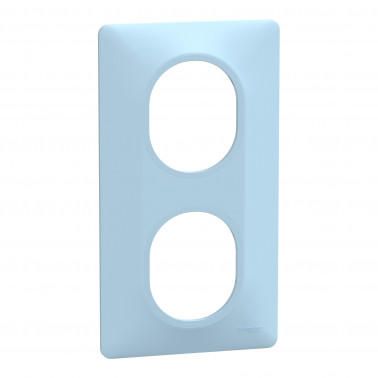 Ovalis plaque de finition 2 postes vertical bleu azurin SCHS320724C  Prises et interrupteurs