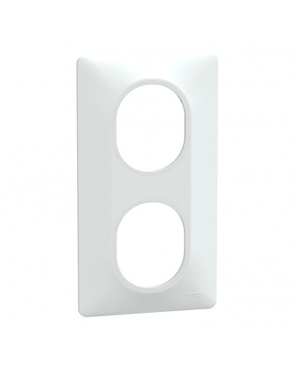 Ovalis plaque de finition 2 postes vertical blanc SCHS320724  Prises et interrupteurs