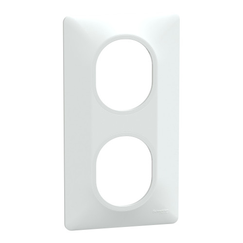 Ovalis plaque de finition 2 postes vertical blanc SCHS320724  Prises et interrupteurs