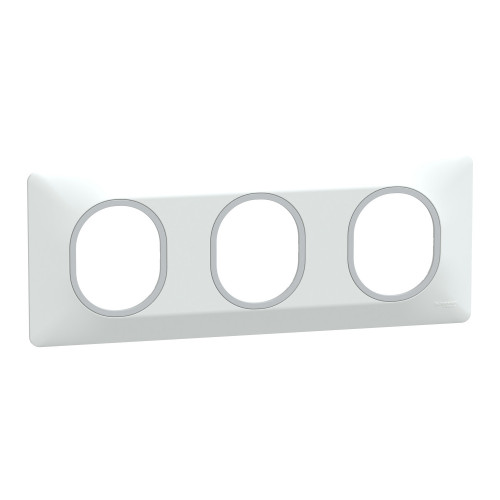 Ovalis plaque de finition 3 postes horizontale blanc argent chromé SCHS320706F  Prises et interrupteurs