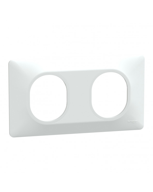 Ovalis plaque de finition 2 postes horizontal blanc SCHS320704  Prises et interrupteurs