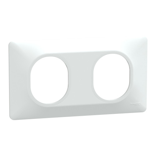 Ovalis plaque de finition 2 postes horizontal blanc SCHS320704  Prises et interrupteurs