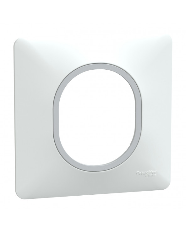 Ovalis plaque de finition 1 poste blanc argent chromé SCHS320702F  Prises et interrupteurs