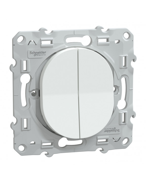 Ovalis combiné Va et Vient + Bouton poussoir 10AX Blanc SCHS320285  Prises et interrupteurs