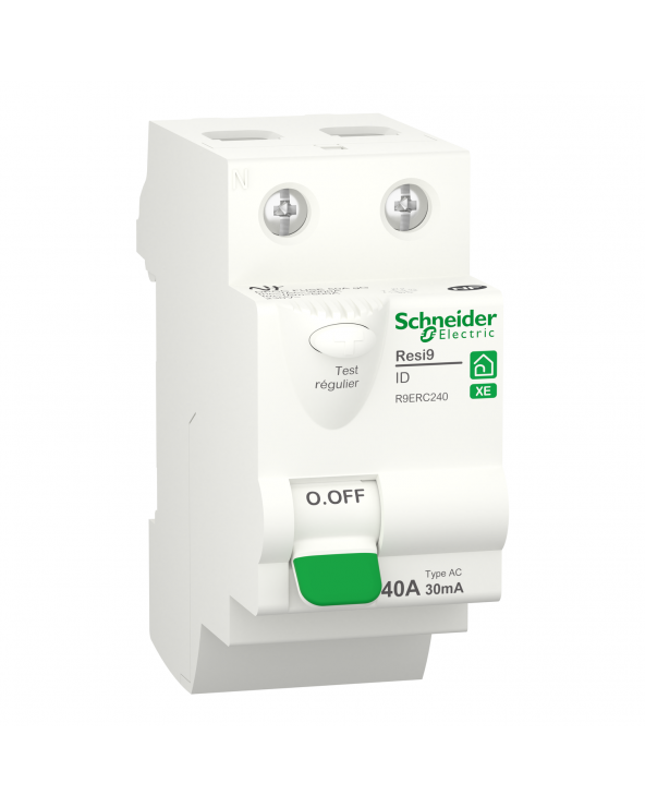 Resi9 XE Interrupteur Différentiel 2P 40A 30mA Type AC Embrochable SCHR9ERC240  Interrupteur différentiel XE