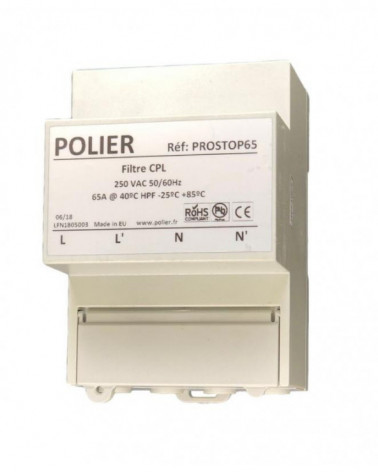 Filtre CPL Linky -40dB - Bande CENELEC A, B, C et D (EN50065-1) - 65 A POLPROSTOP65  Gestion d'énergie