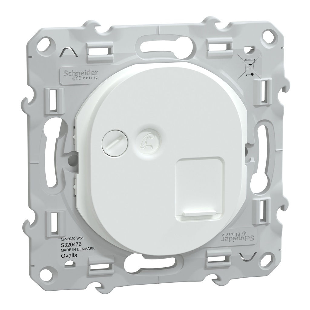 Ovalis - prise RJ45 cat.6 STP - grade 2TV min à grade 3TV (+ multimédia)- Blanc