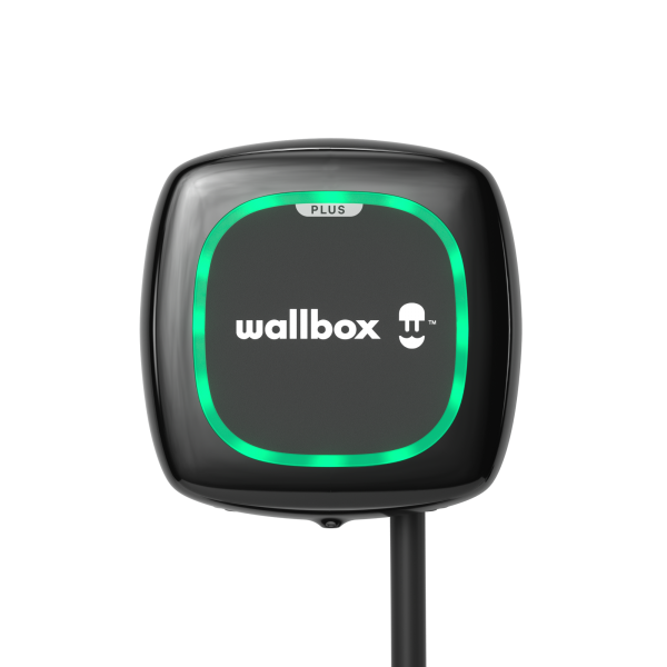 Borne murale de rechargement Pulsar Plus noire avec câble attaché, 7,4 kwh avec