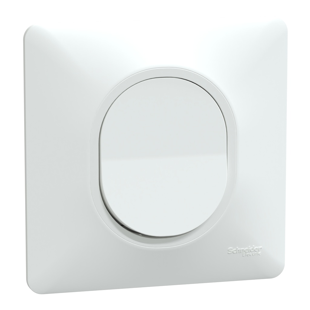 Ovalis - bouton poussoir à fermeture - 10AX - Blanc - griffes montées - plaque