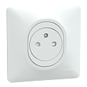 Ovalis - prise 2P+T affleurante - 16A - bornes auto - Blanc - griffes - plaque