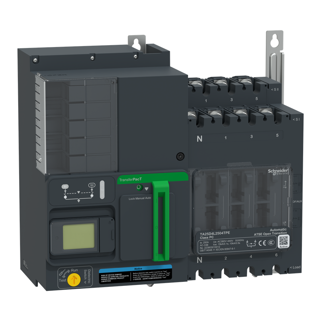 TransferPacT Active TA250 - inverseur de sources - LCD - 250A - 4P - 400Vca